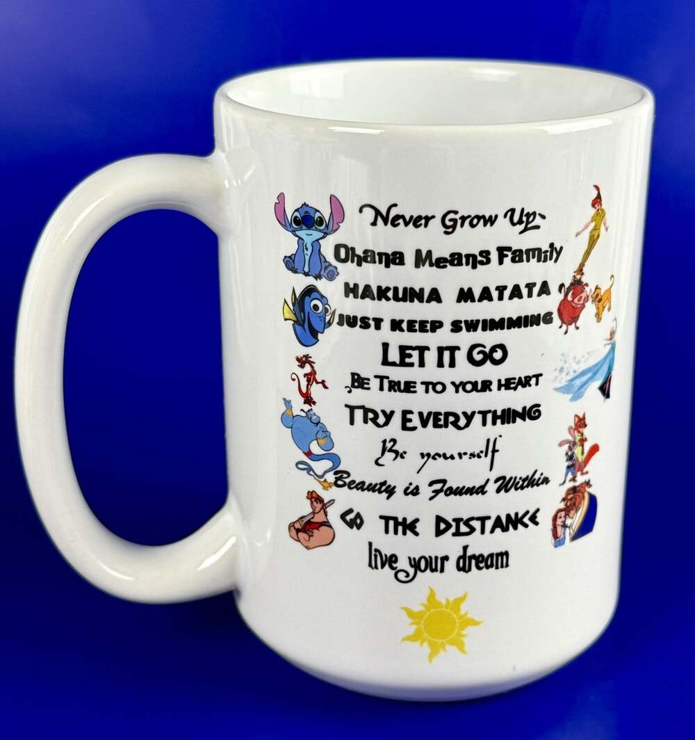 Disney Characters Mug Taglines Orca Coatings Coffee Cup Stitch Dory Belle More!